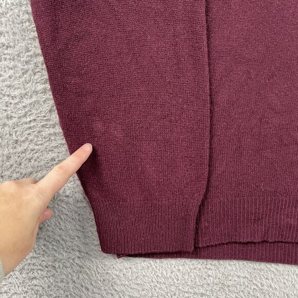 VTG FieldGear Cashmere Sweater Mens XL FG VNeck Pullover Burgundy Japan - Picture 3 of 8
